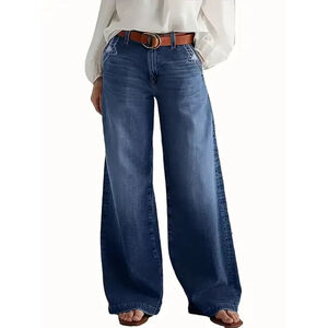 Wide Leg Stretch Jeans 4XL US 20 High Waist Denim Pants 70% Cotton Blend